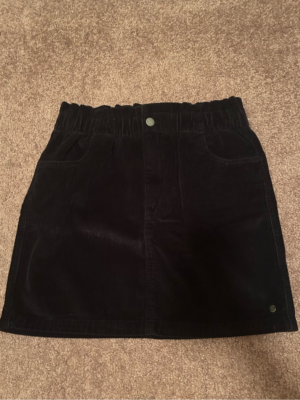 Roxy Black Corduroy Mini Skirt with Front Zip